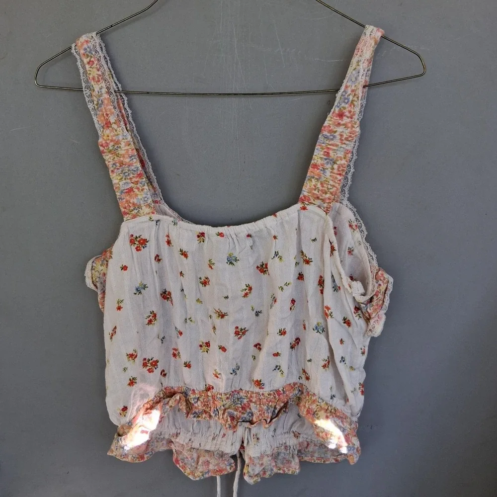 Hippie Boho Festival Crop Top Ditsy EUC M Floral - Picture 5 of 5